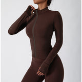 Lightweight Zip Up Yoga Jacket Cropped Athletic Slim Fit Tops