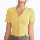 Women's Zipper Front Closure Short Sleeve Sports Tops