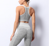 Custom Athletic Women Wear Workout Clothing  3 Piece Seamless Sports Bra High Waist Leggings