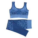 Women 2 Piece Seamless Weave Pattern Yoga Gym Activewear Set