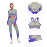 Custom Athletic Women Wear Workout Clothing  3 Piece Seamless Sports Bra High Waist Leggings