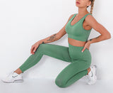 Seamless 2 Piece Sport Bra High Waist Yoga Leggings Sets