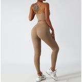 Recycled Material Strappy Back Bra And Leggings Set