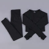 Free Sample Wholesale Seamless High Waisted Yoga Pants Ribbed Leggings And Crop Top Set 3 Pieces