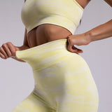 Woven Leopard Seamless 2 Piece Leggings Crop Top Set