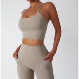 Recycled Material Strappy Back Bra And Leggings Set