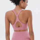 Criss-Cross Back Strappy Sports Bras Yoga Bra with Removable Cups