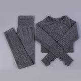 Free Sample Wholesale Seamless High Waisted Yoga Pants Ribbed Leggings And Crop Top Set 3 Pieces