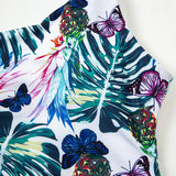 Floral Print One Piece Swimsuit Halter Swimwear