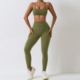 Strappy Back V Shape Waist Yoga Shorts Leggings Set