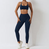 Strappy Back V Shape Waist Yoga Shorts Leggings Set
