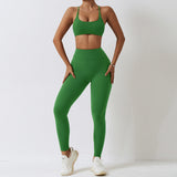 Strappy Back V Shape Waist Yoga Shorts Leggings Set