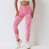 Tie Dye Seamless High Waist Push Up Woman Tights Fitness Workout Leggins