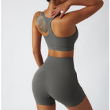 Recycled Material Racer Back Bra And Leggings Short Set