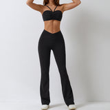 Custom Logo Solid Color Fashion Fitness Clothing Sexy Yoga Sport Top Gym Wear Workout Set