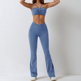 Custom Logo Solid Color Fashion Fitness Clothing Sexy Yoga Sport Top Gym Wear Workout Set