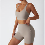 Recycled Material Racer Back Bra And Leggings Short Set