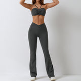 Custom Logo Solid Color Fashion Fitness Clothing Sexy Yoga Sport Top Gym Wear Workout Set