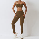 Strappy Back V Shape Waist Yoga Shorts Leggings Set