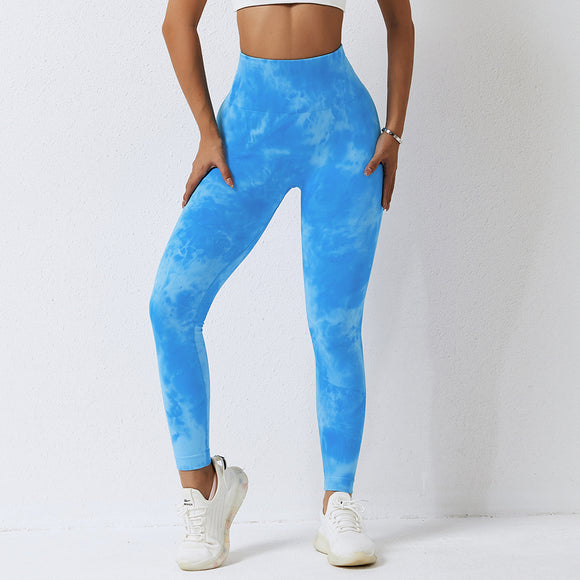 Tie Dye Seamless High Waist Push Up Woman Tights Fitness Workout Leggins