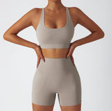 Recycled Material Racer Back Bra And Leggings Short Set