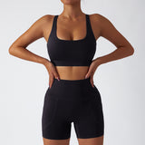 Recycled Material Racer Back Bra And Leggings Short Set