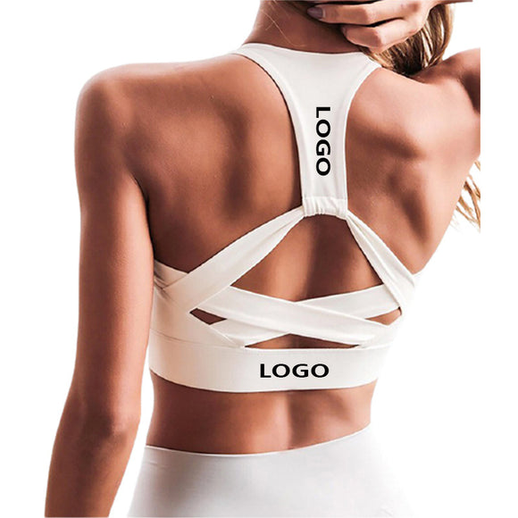 RUNNING Criss-Cross Back Padded Strappy  Medium Support Yoga Bra with Removable Cups