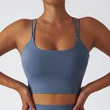 Recycled Material Strappy Back Sports Bra Crop Top