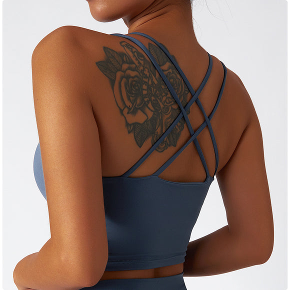 Recyled Material Criss-Cross Back Strappy Sports Bras Yoga Bra