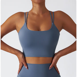 Recycled Material Strappy Back Sports Bra Crop Top