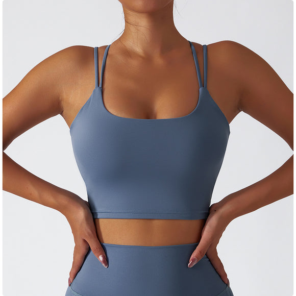 Recycled Material Strappy Back Sports Bra Crop Top
