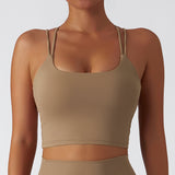 Recycled Material Strappy Back Sports Bra Crop Top