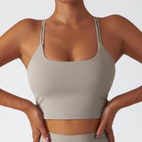 Recycled Material Strappy Back Sports Bra Crop Top